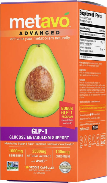 Metavo Advanced GLP-1 Metabolism Support Capsules – Metabolism & Energy Support Supplement, Glucose Management Formula, 90 Easy-to-Swallow Capsules