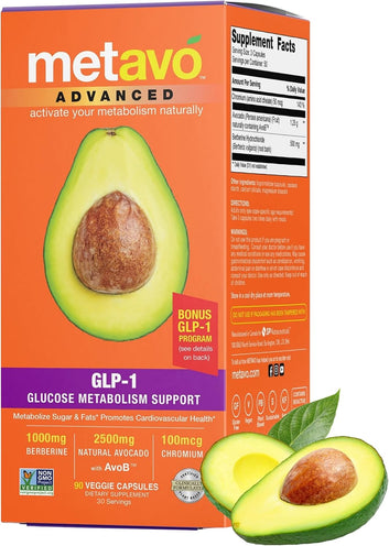 Metavo Advanced GLP-1 Metabolism Support Capsules – Metabolism & Energy Support Supplement, Glucose Management Formula, 90 Easy-to-Swallow Capsules